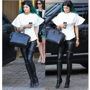 Zara Kylie Jenner Zip Moto Faux Leather Pants Sz XS NWT
